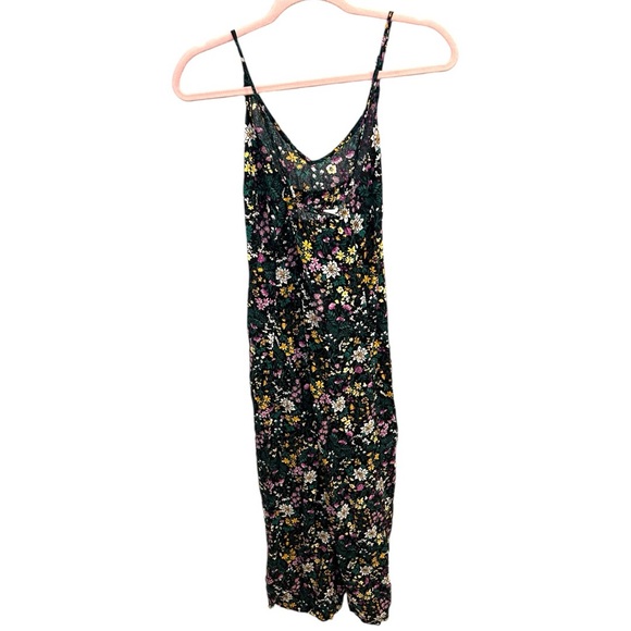 Old Navy Floral Cami Dress Criss Cross back Size Large Black Purple EUC U0812 - Picture 2 of 7